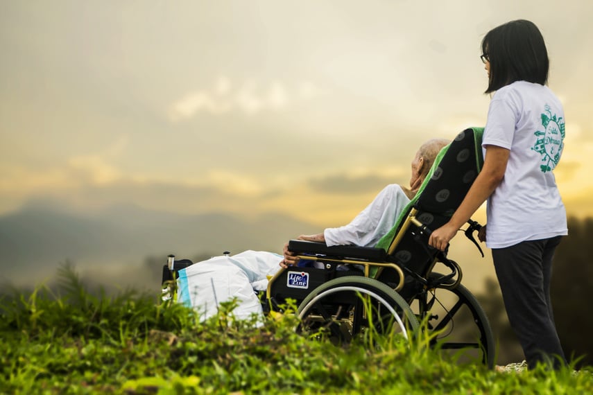 Elder in Wheelchair Outdoors